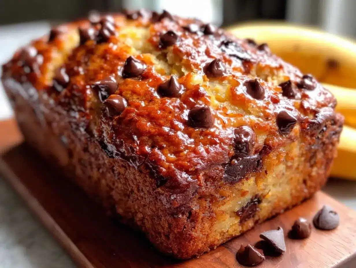 moist classic banana bread with chocolate chips preparation steps
