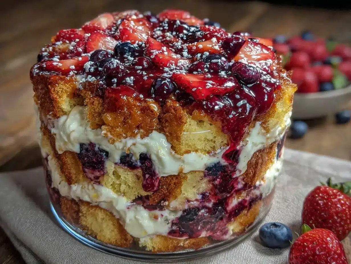 red white and blue berry trifle preparation steps