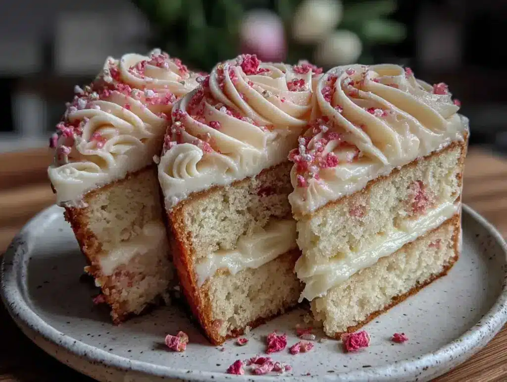 rose vanilla layer cake - featured image