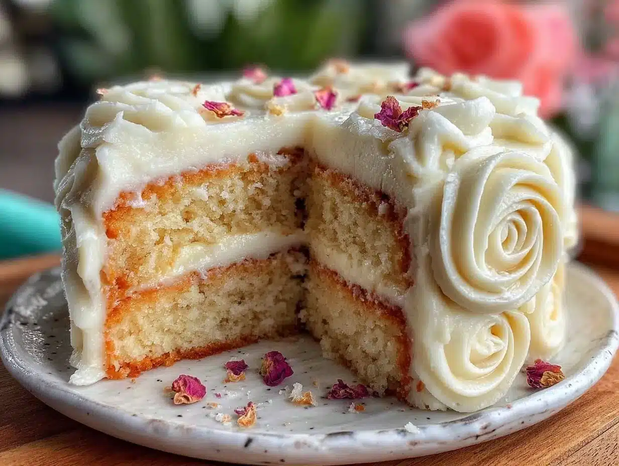 rose vanilla layer cake preparation steps