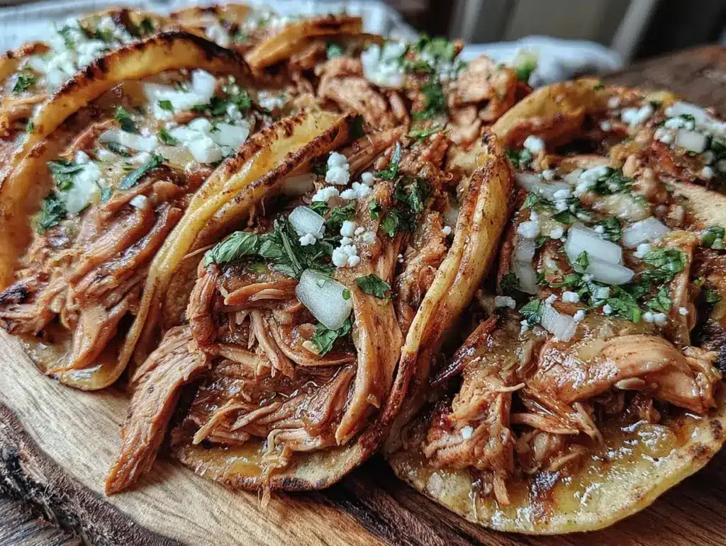 shredded chicken tacos - featured image
