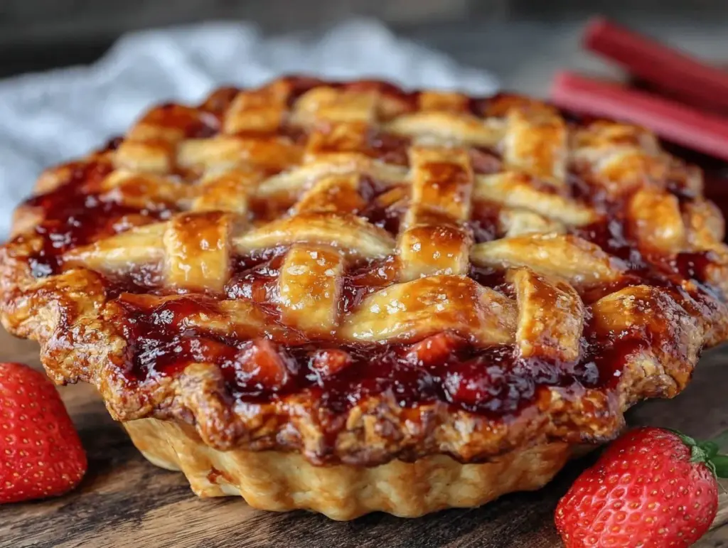 strawberry rhubarb pie - featured image