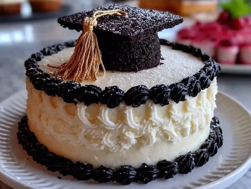 two-tier graduation cap cake recipe - featured image
