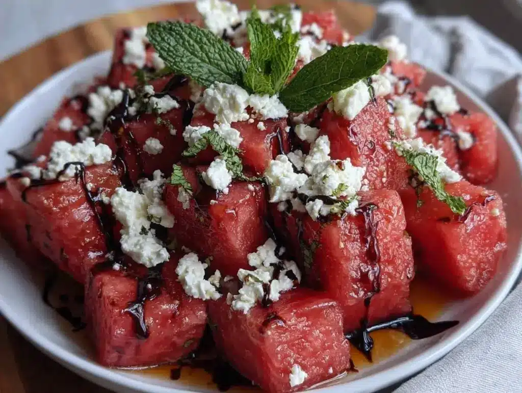 watermelon feta salad with mint - featured image