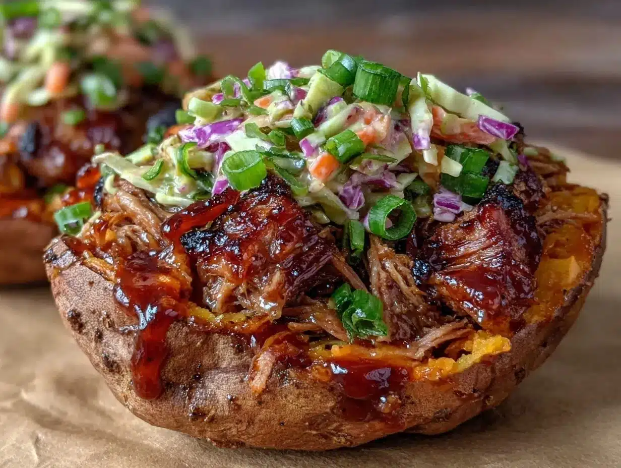 bbq pulled pork stuffed sweet potato preparation steps