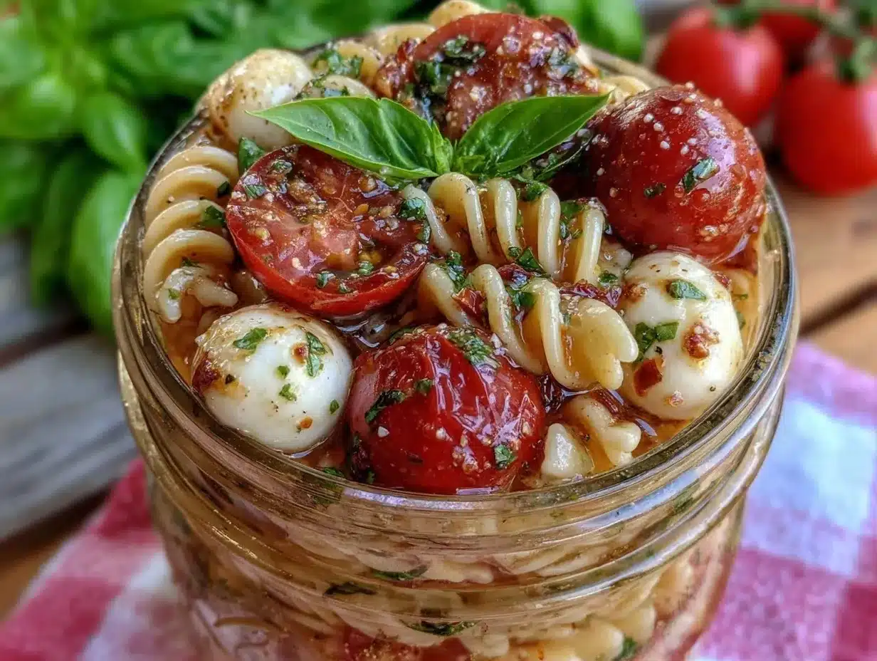 Caprese pasta salad preparation steps