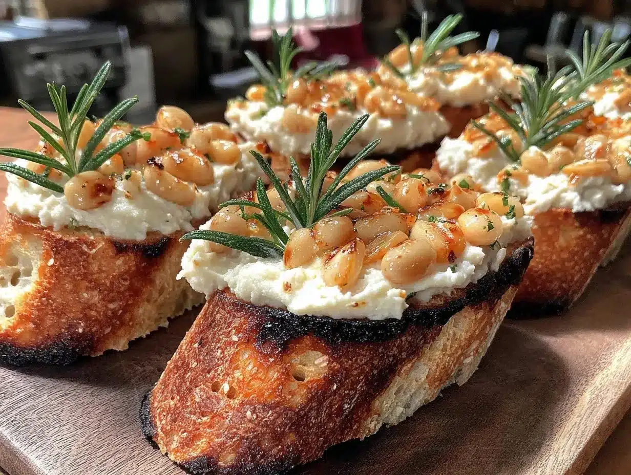 creamy roasted garlic and white bean crostini preparation steps