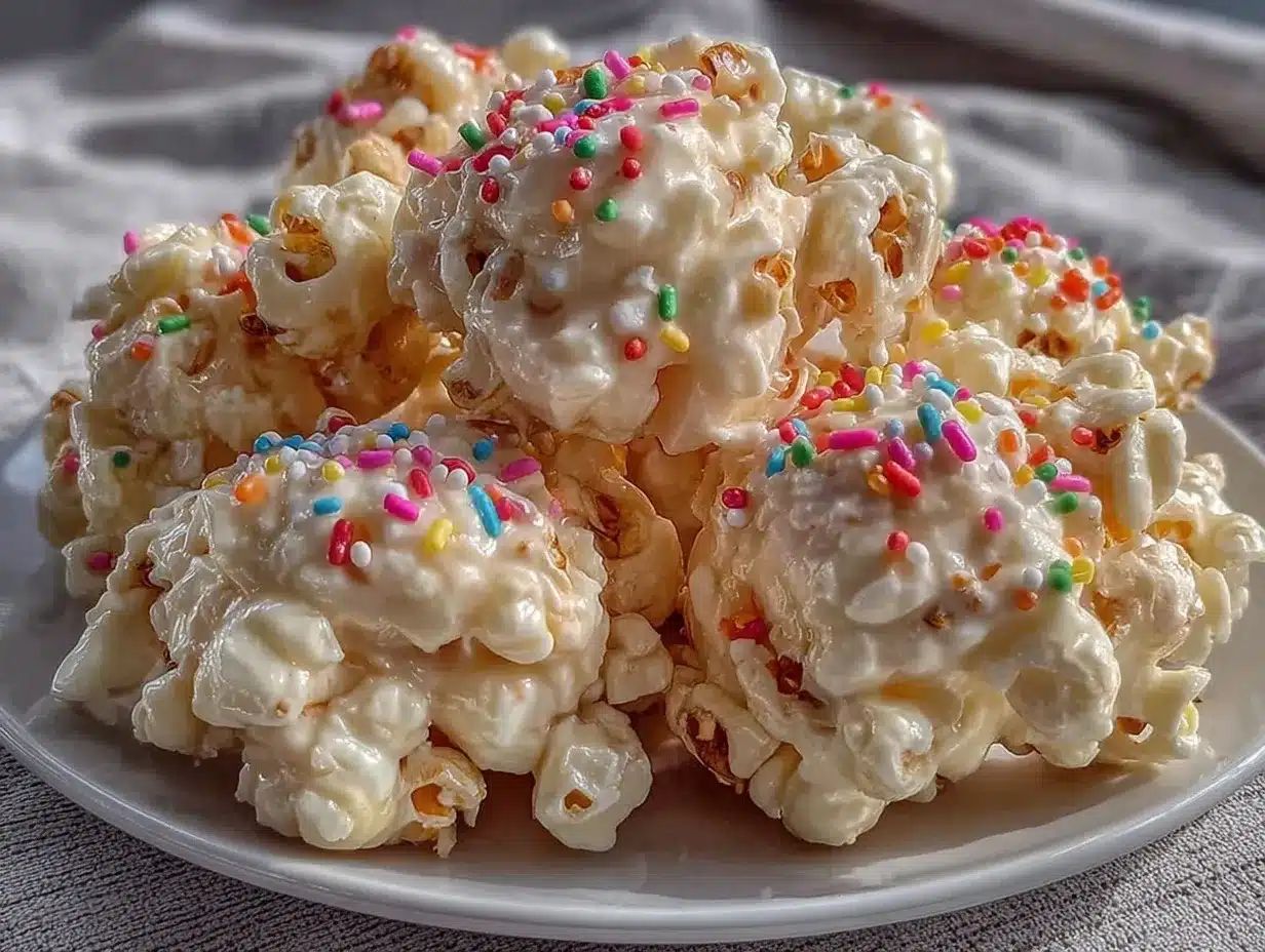 creamy white chocolate birthday cake popcorn preparation steps