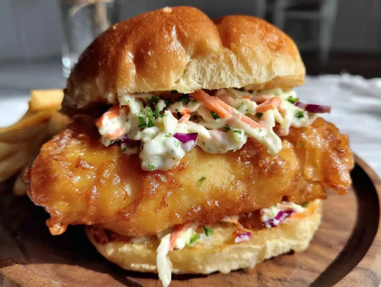 crispy beer battered fish sandwich preparation steps