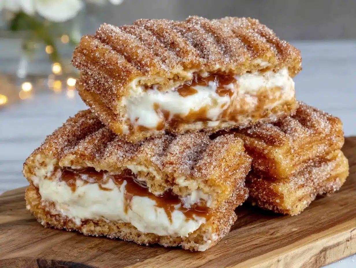 crispy churro ice cream sandwich preparation steps