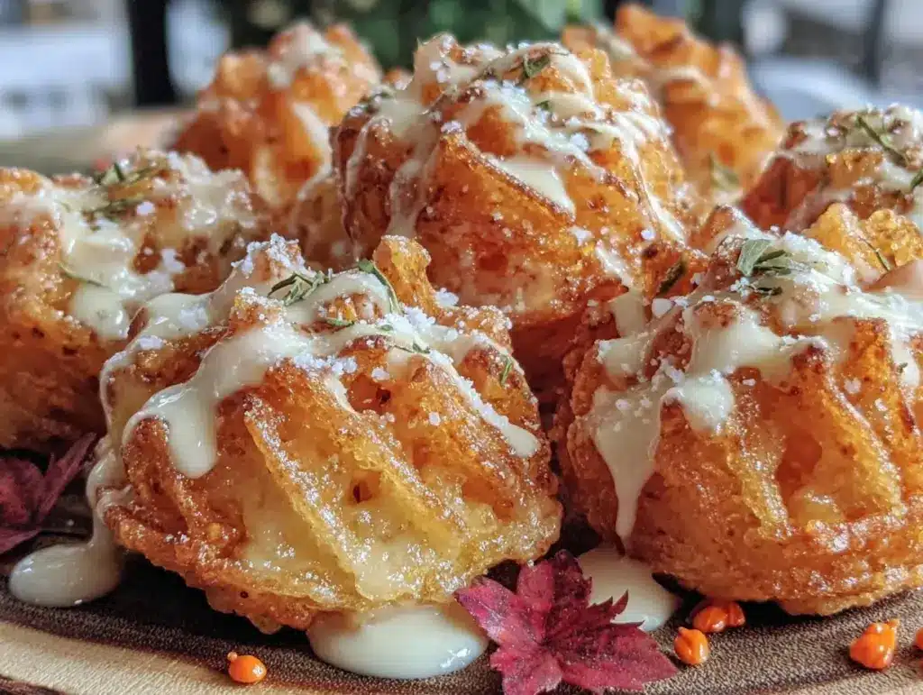 crispy pumpkin funnel cake bites - featured image
