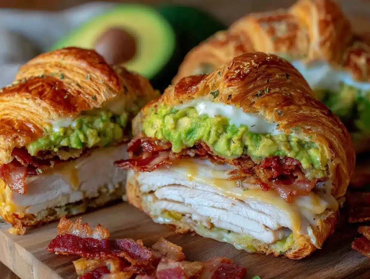 crispy turkey avocado croissant sandwich preparation steps