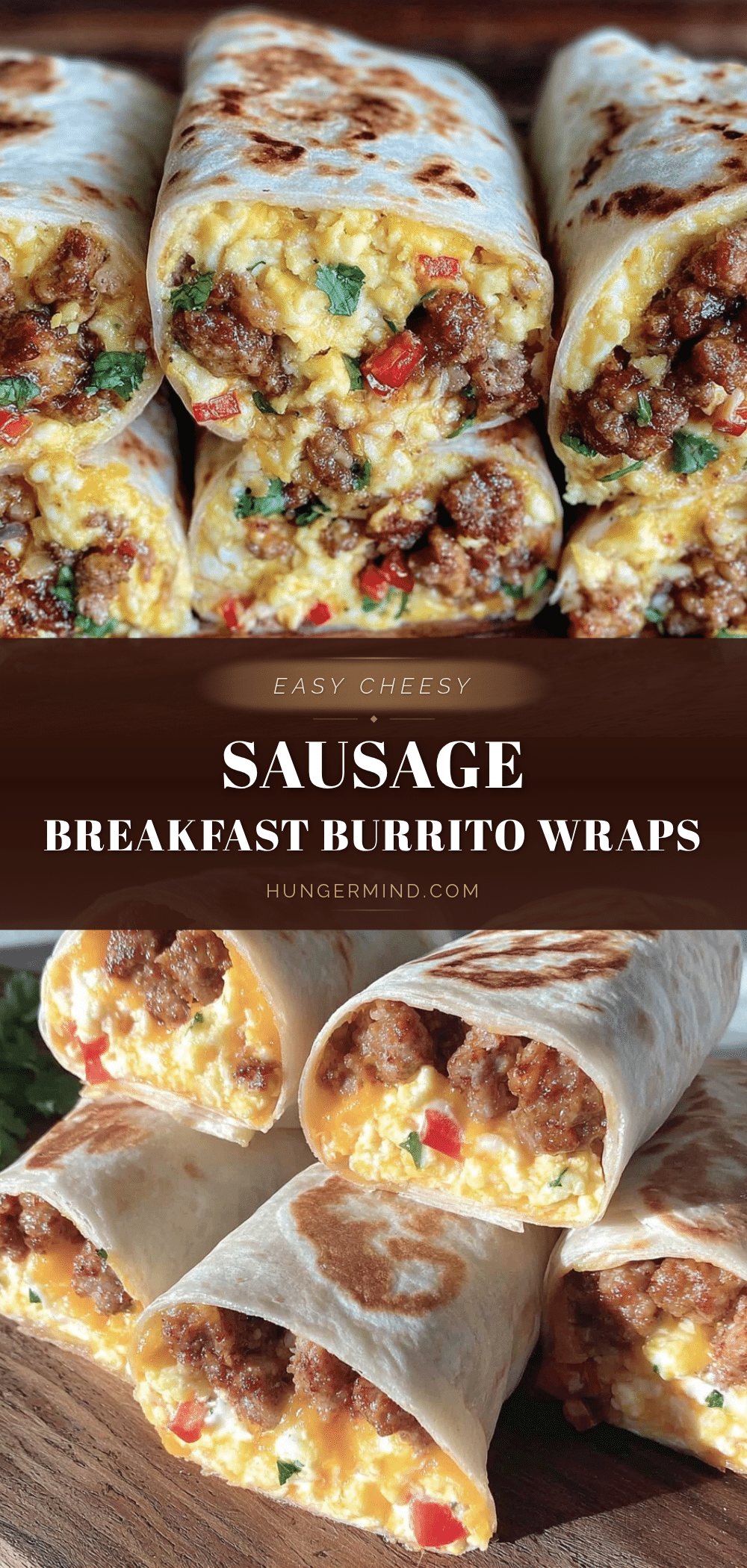 easy cheesy sausage breakfast burrito wraps recipe