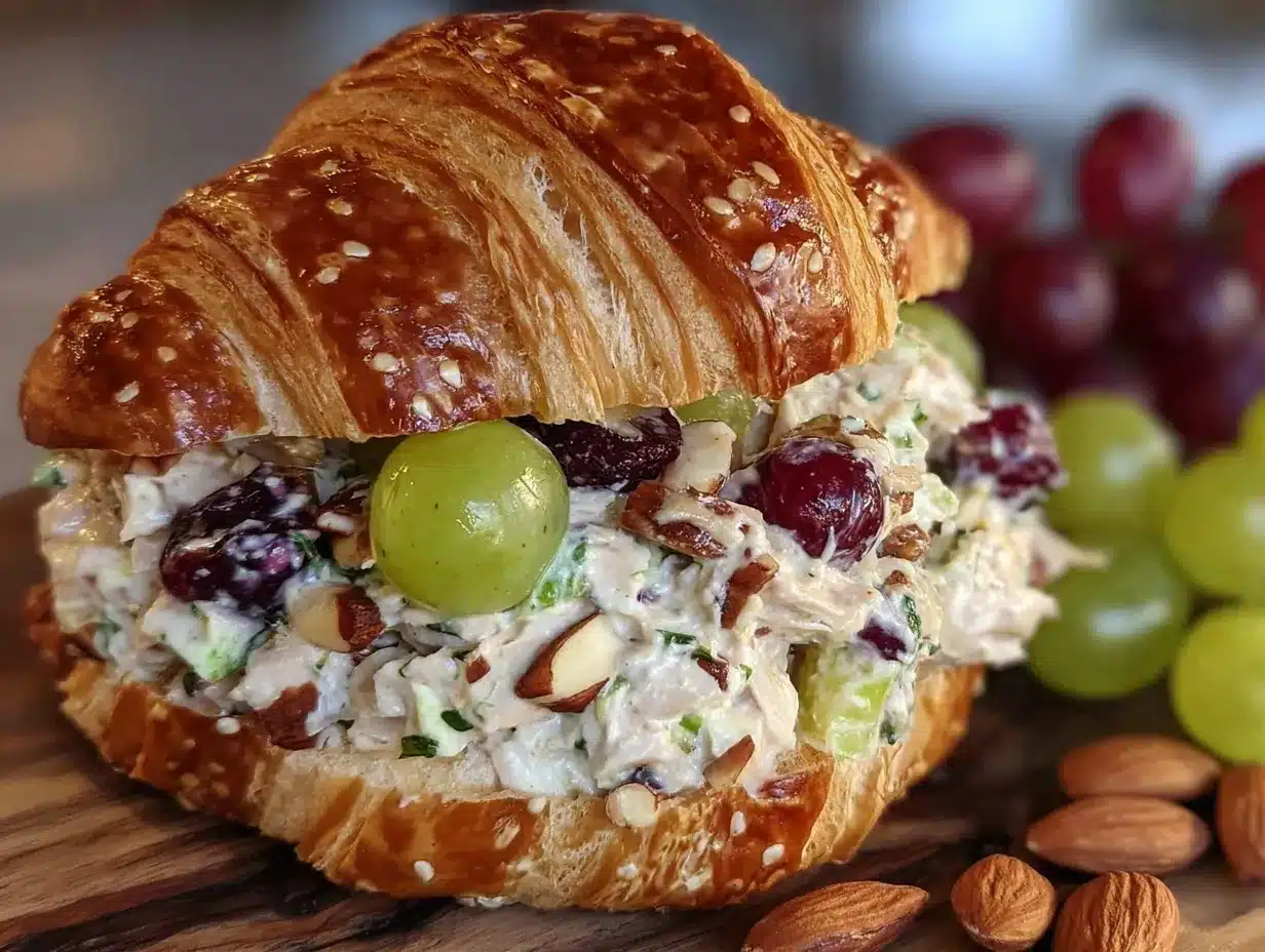 fresh chicken salad croissant sandwich preparation steps