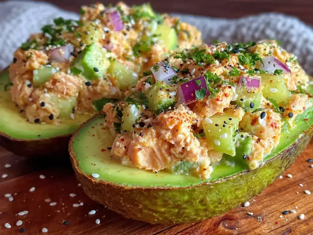 Fresh Tuna Salad Stuffed Avocado Halves - featured image