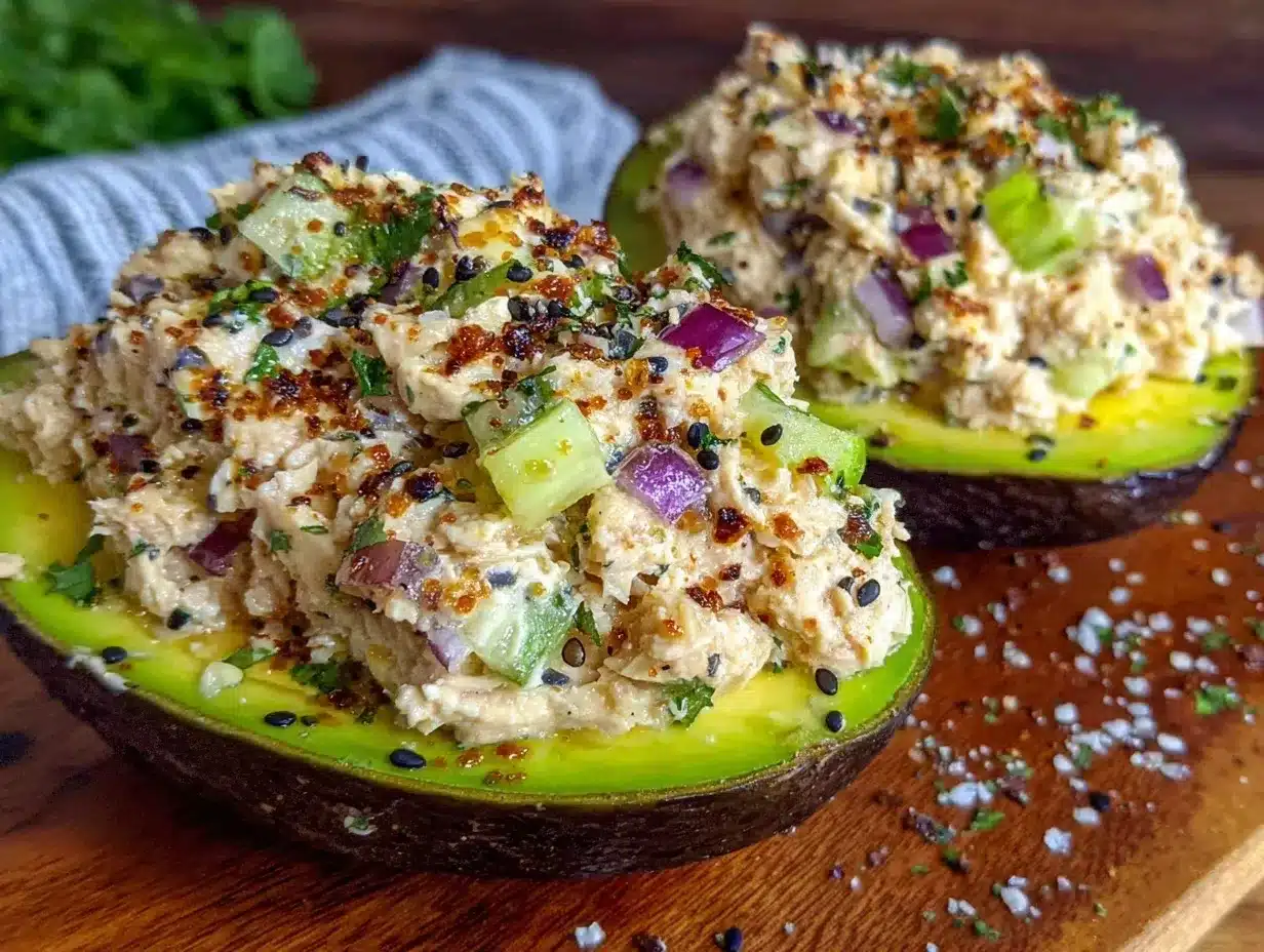 Fresh Tuna Salad Stuffed Avocado Halves preparation steps