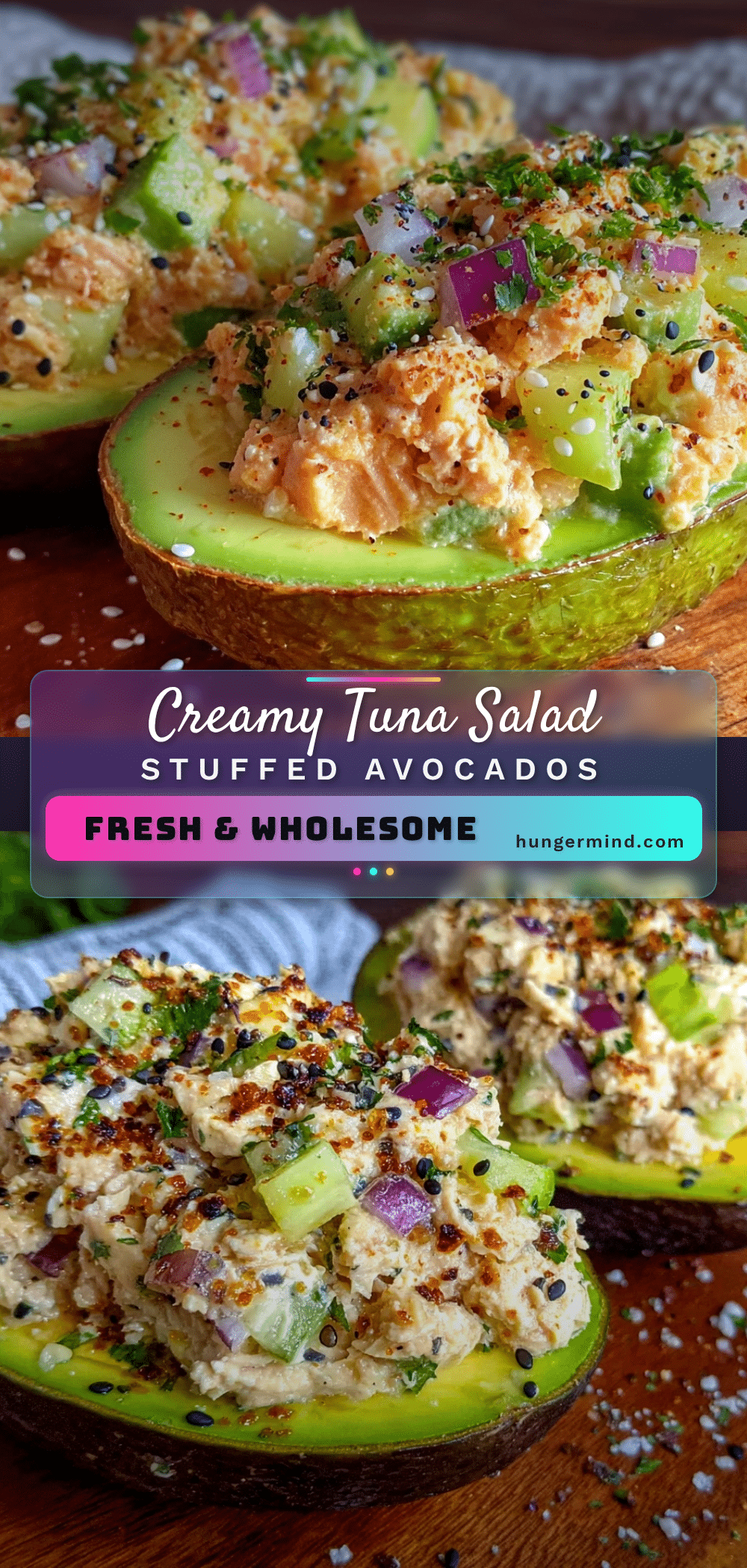 Fresh Tuna Salad Stuffed Avocado Halves recipe