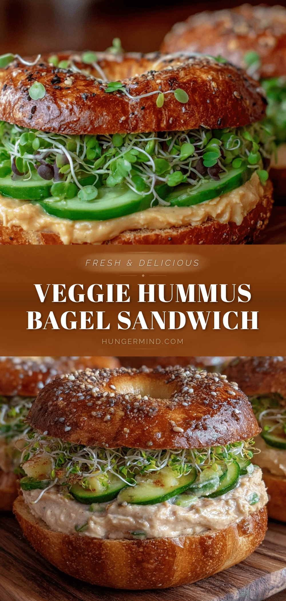 fresh veggie hummus bagel sandwich recipe