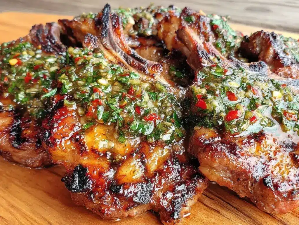 grilled lamb chops with mint chimichurri - featured image