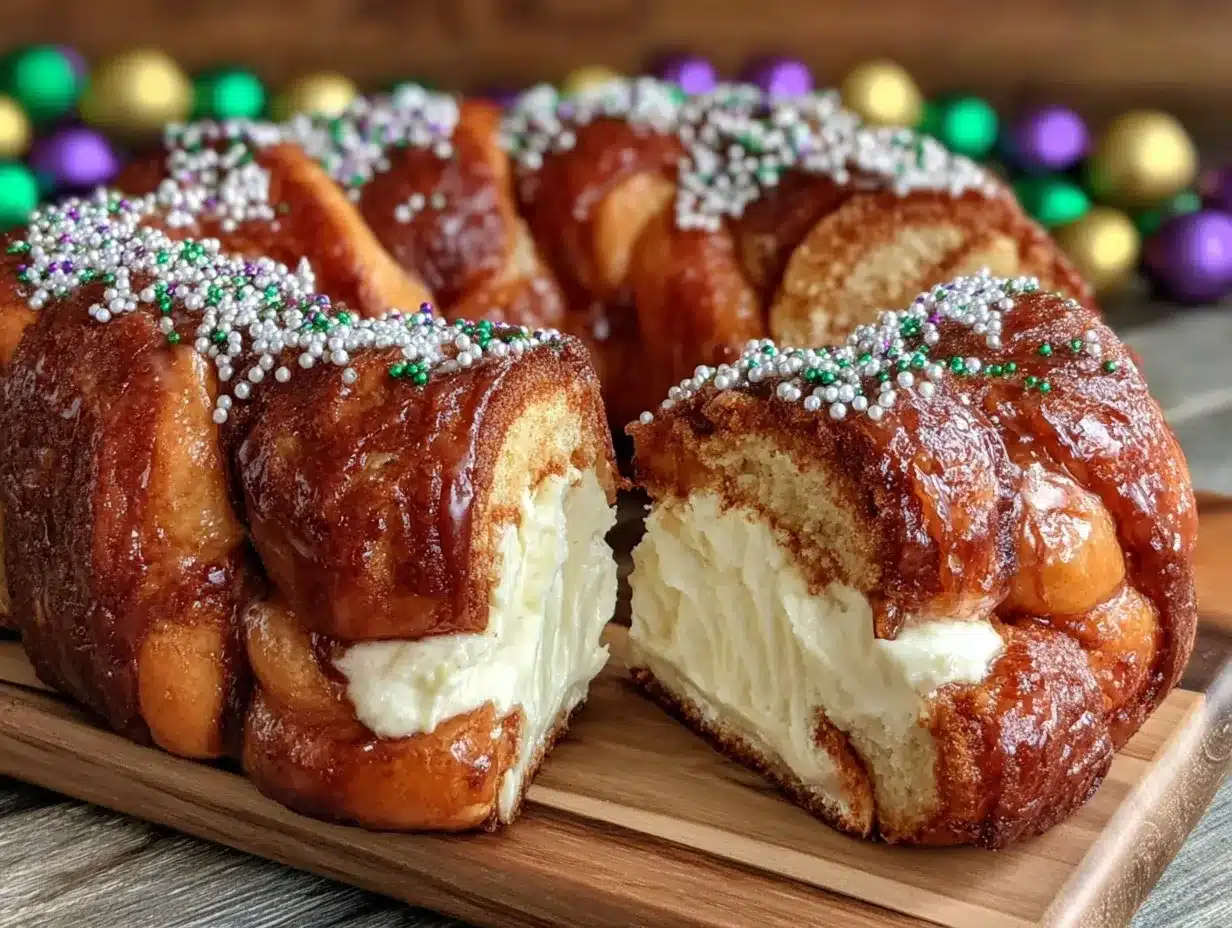 homemade king cake cinnamon cream cheese filling preparation steps