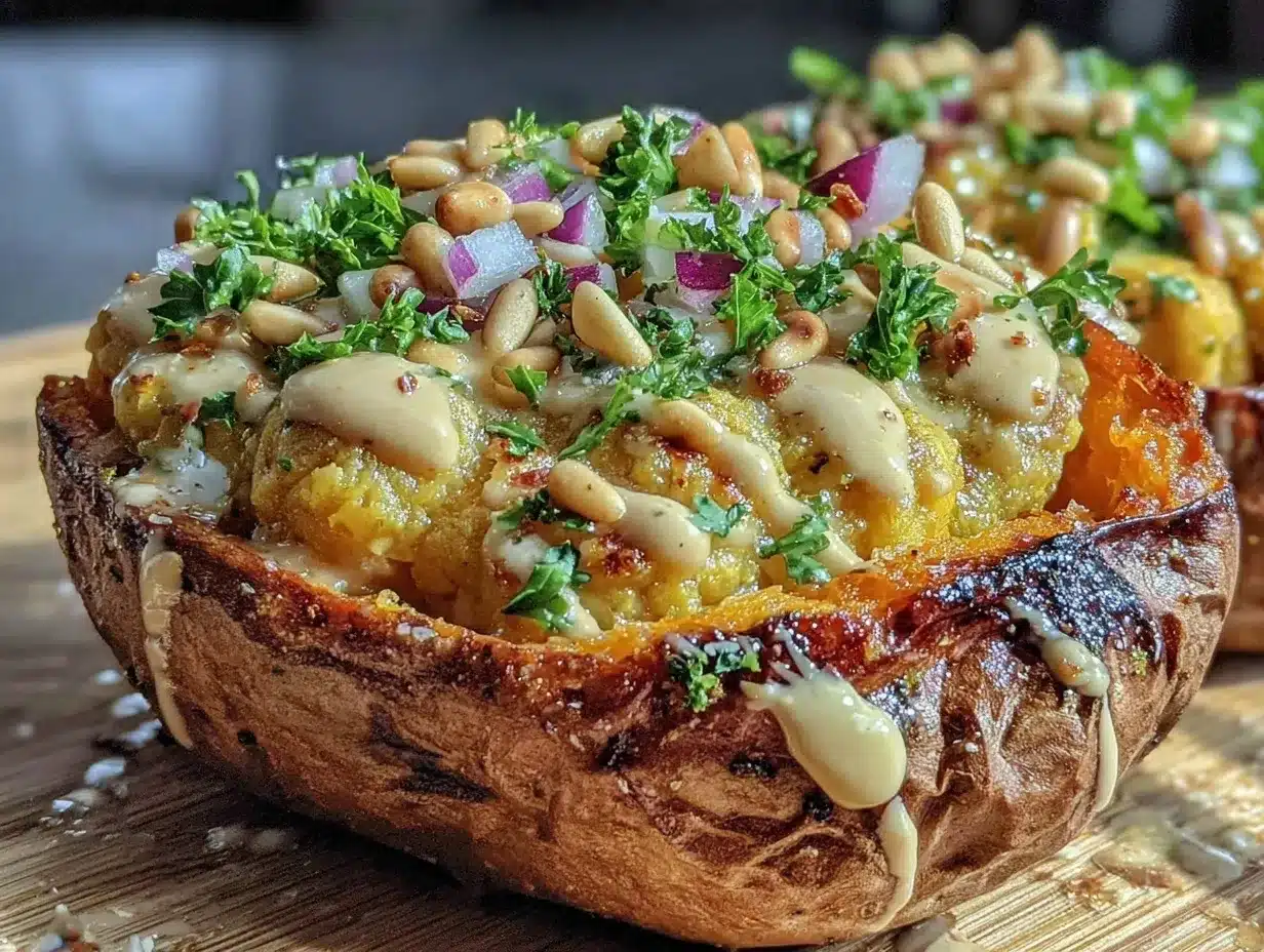 Mediterranean stuffed sweet potatoes preparation steps