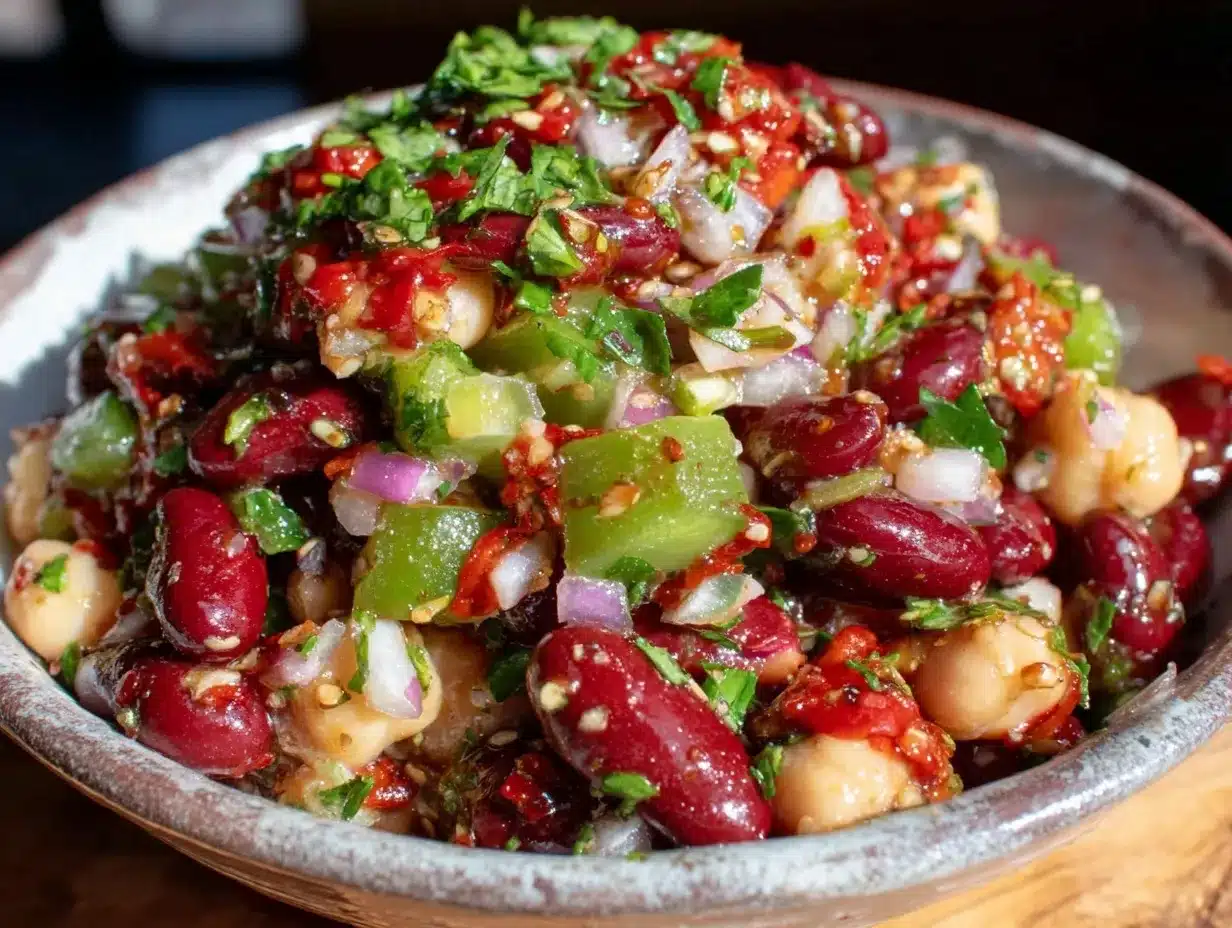 Mediterranean three bean salad preparation steps