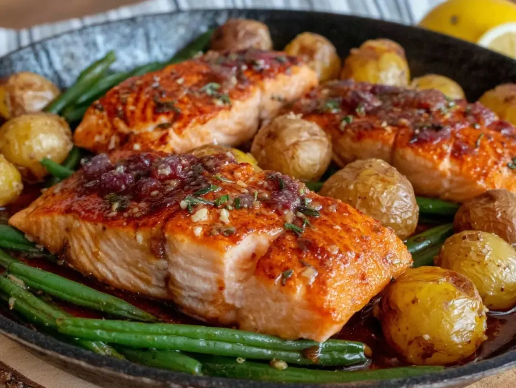one-pan garlic butter salmon - featured image