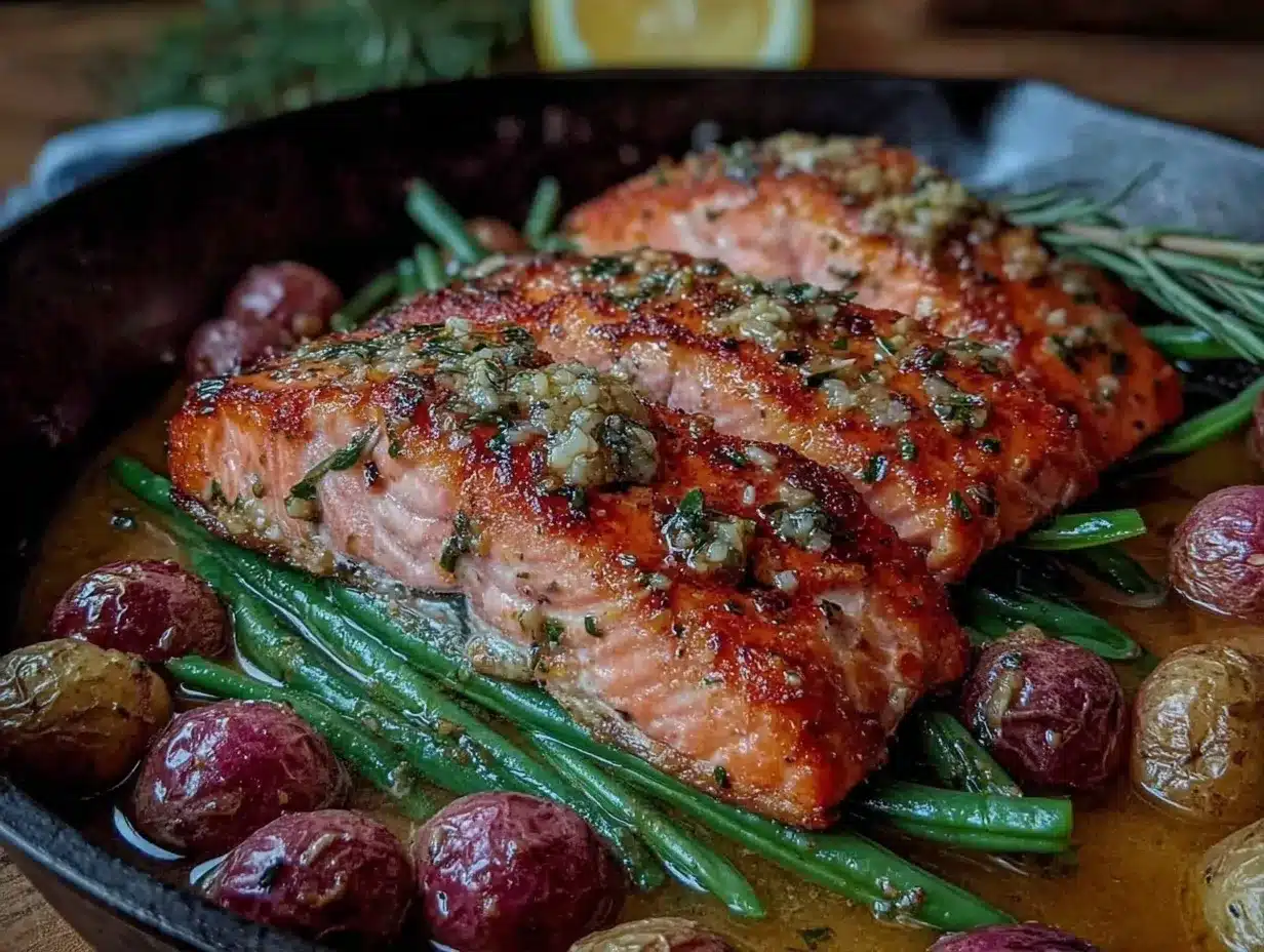 one-pan garlic butter salmon preparation steps