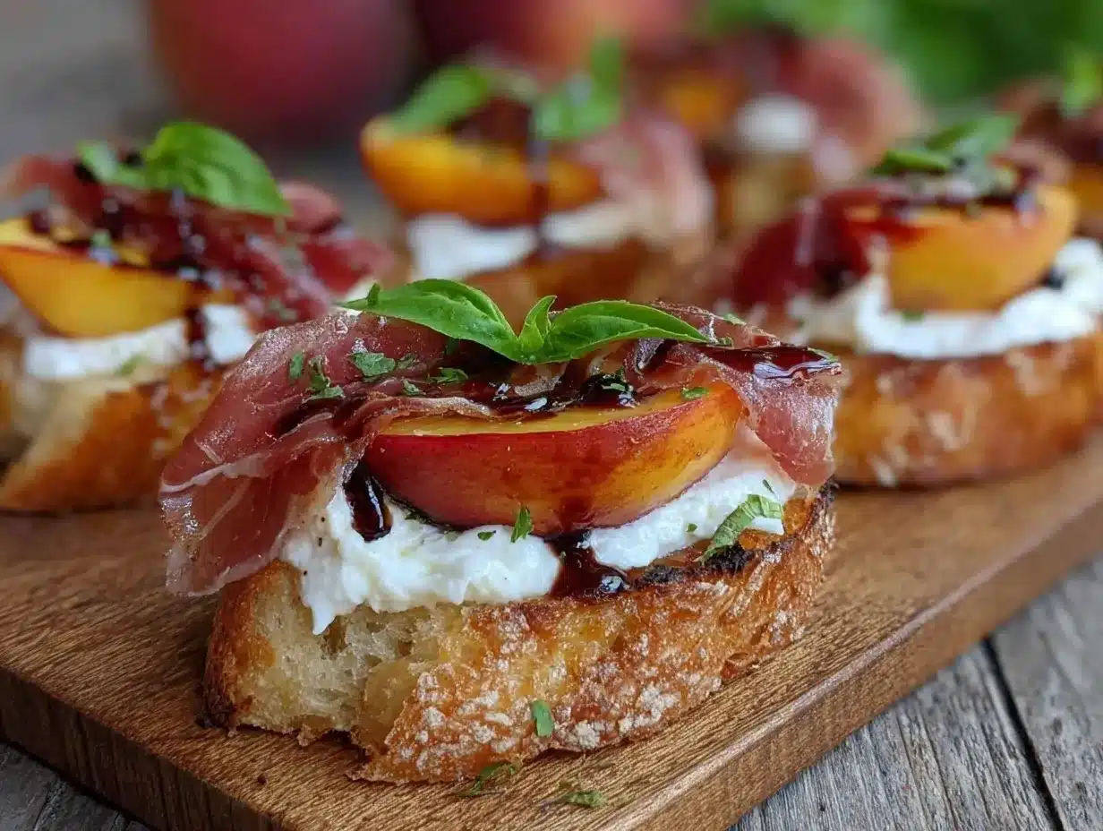 peach and burrata crostini preparation steps