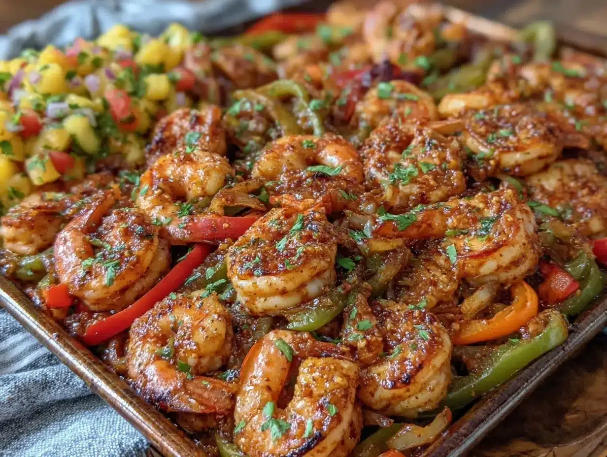 sheet pan shrimp fajitas preparation steps