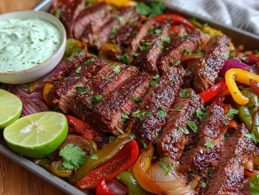 sheet pan steak fajitas - featured image
