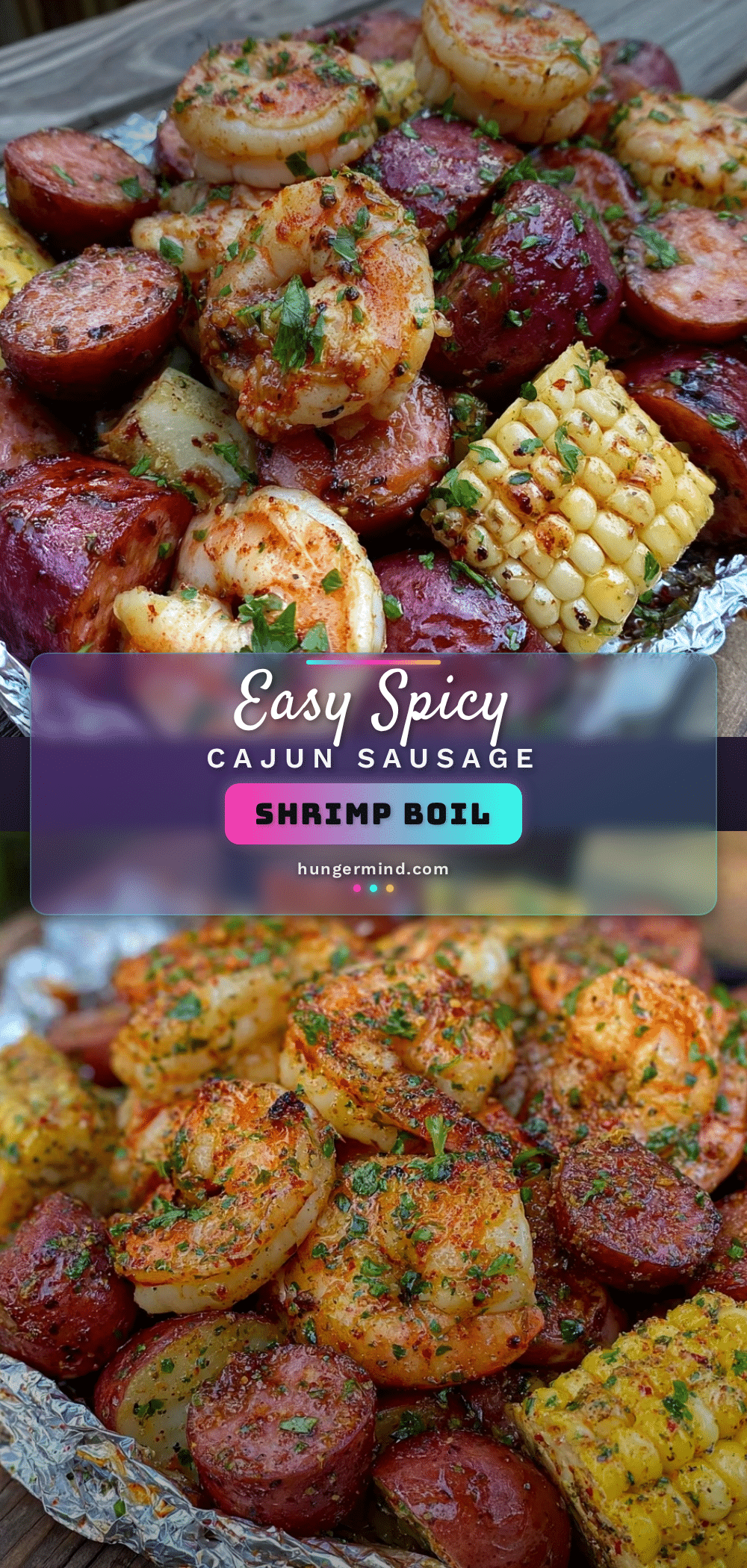 spicy foil pack Cajun sausage and shrimp boil recipe