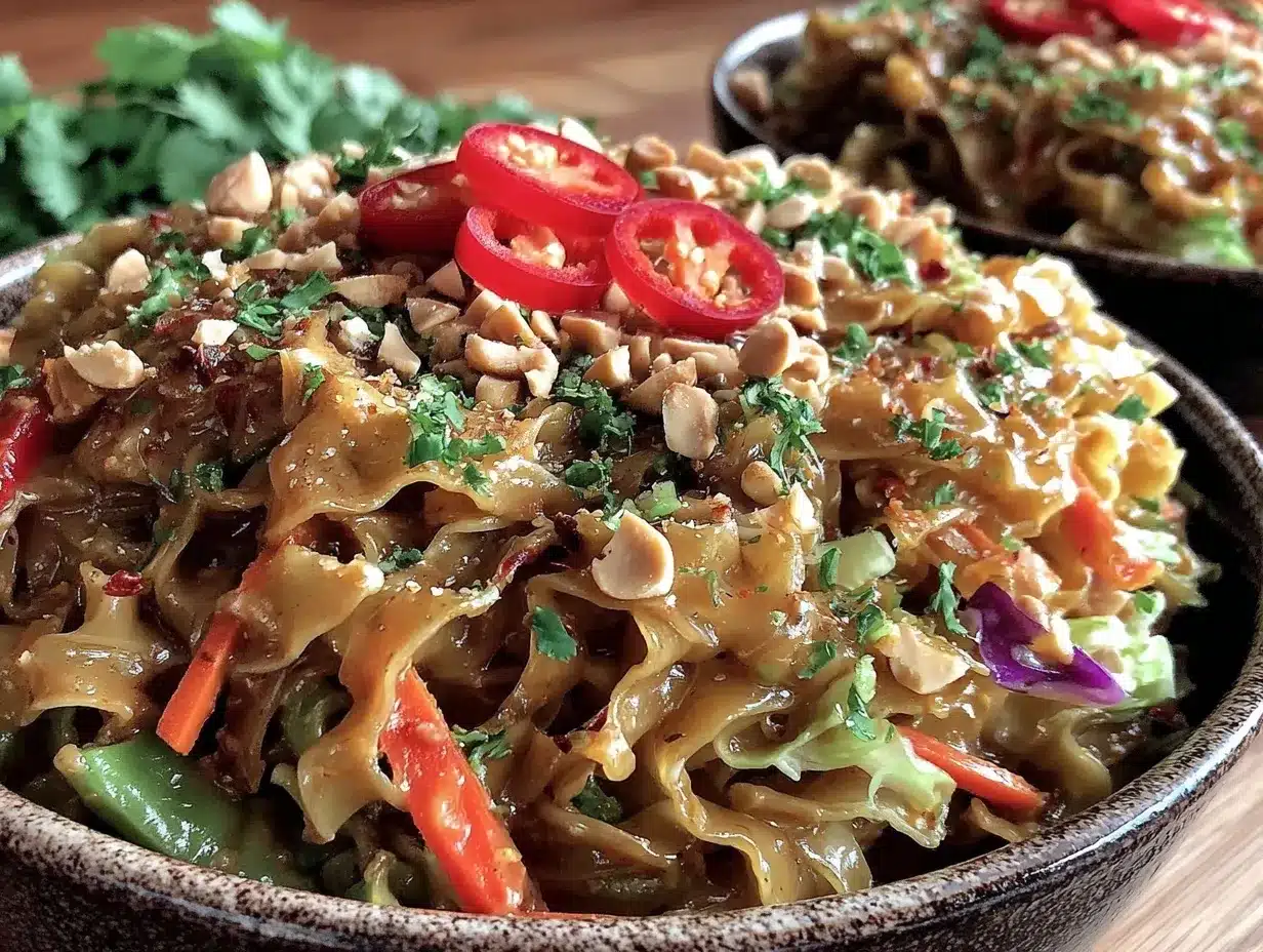 spicy Thai peanut noodle salad preparation steps
