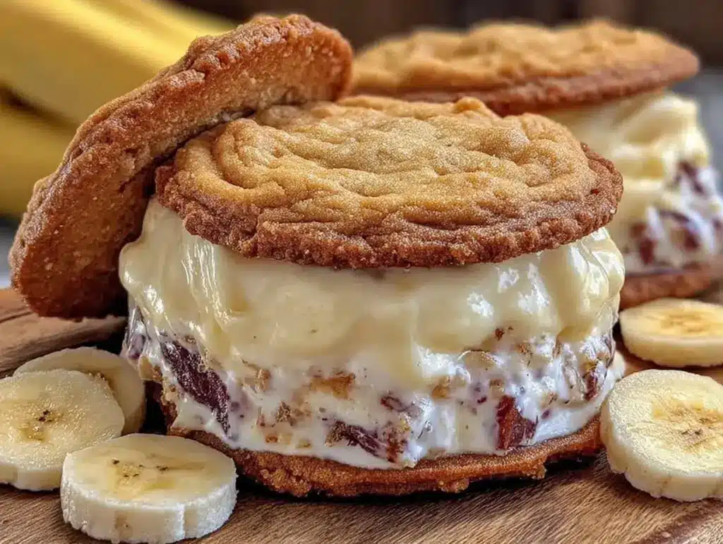 banana pudding cookie sandwich - featured image