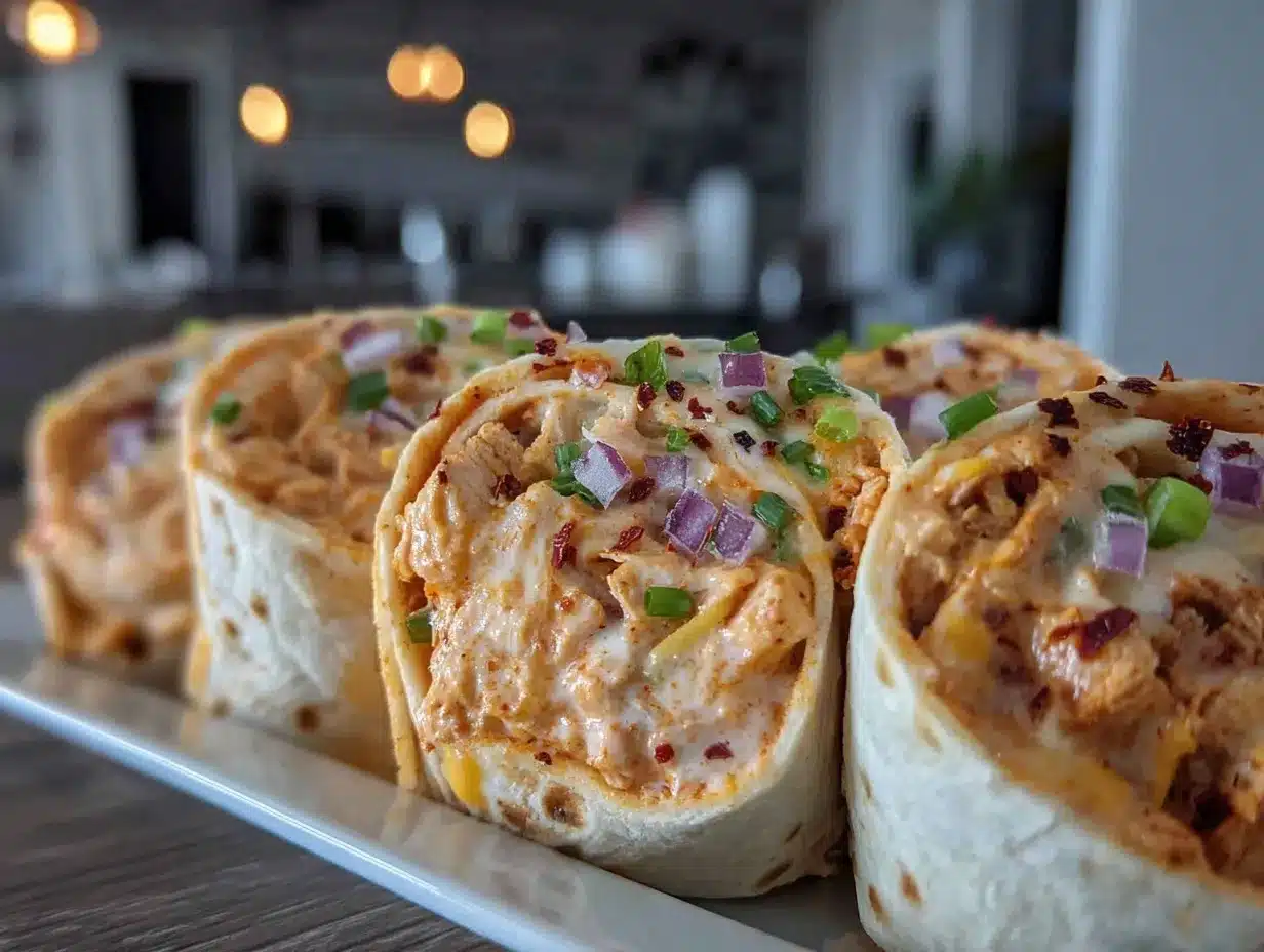 buffalo chicken tortilla pinwheels preparation steps