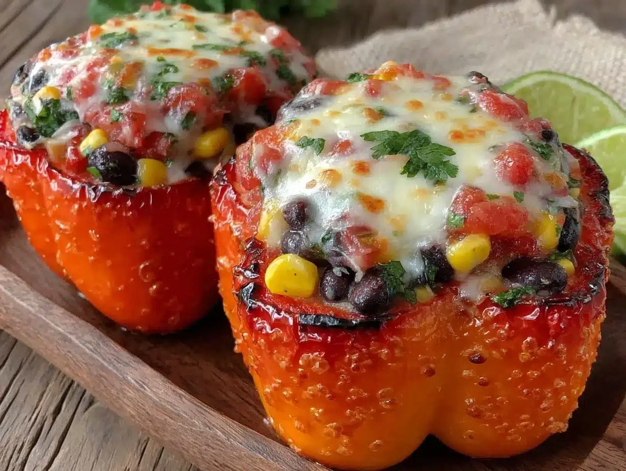 cheesy cowboy caviar stuffed bell peppers preparation steps