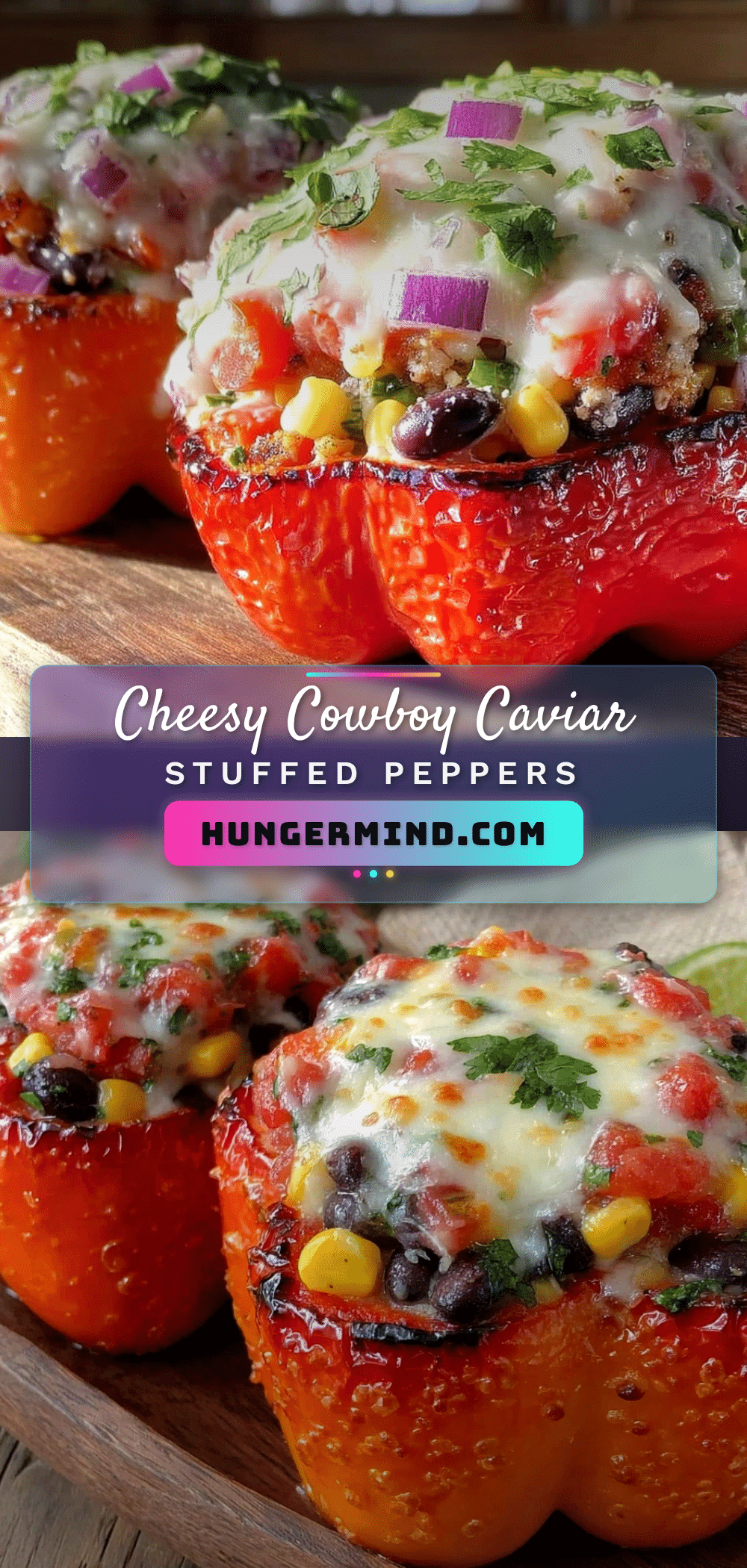 cheesy cowboy caviar stuffed bell peppers recipe