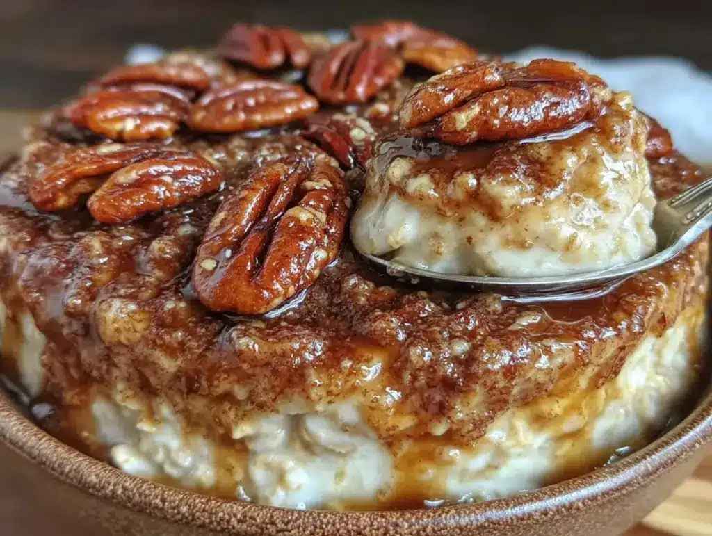 creamy crockpot banana bread oatmeal - featured image