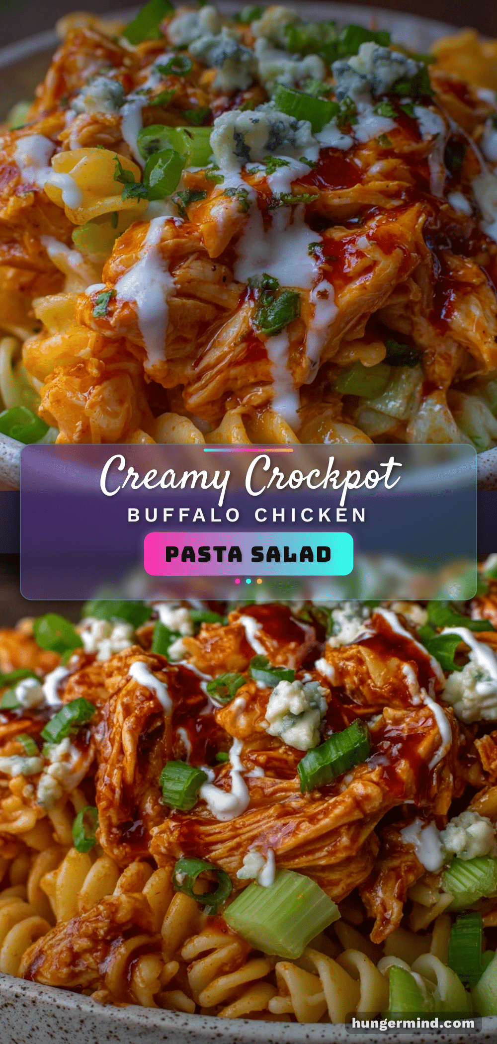 creamy crockpot buffalo chicken pasta salad recipe