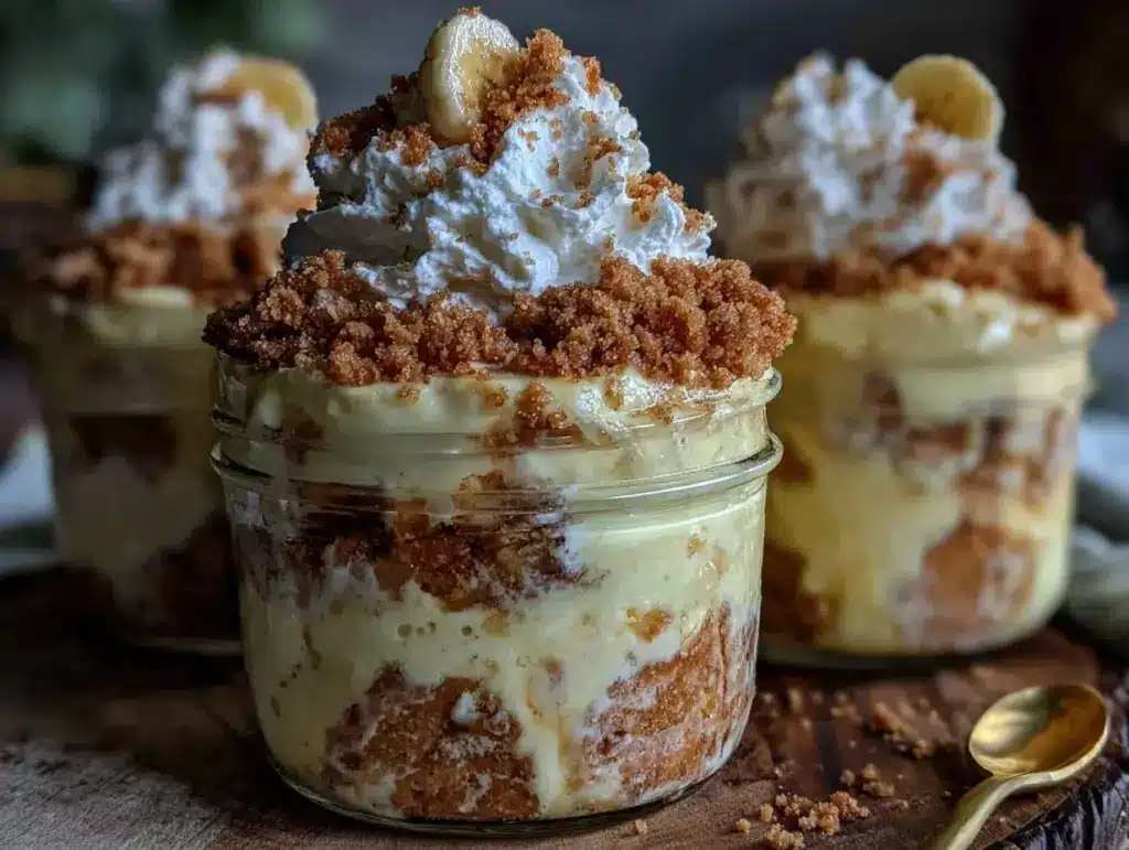 creamy mason jar banana pudding - featured image