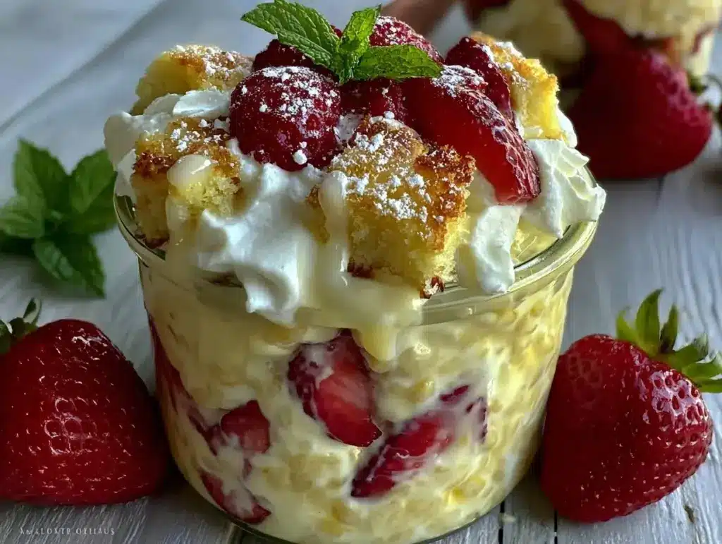 creamy strawberry shortcake overnight oats - featured image