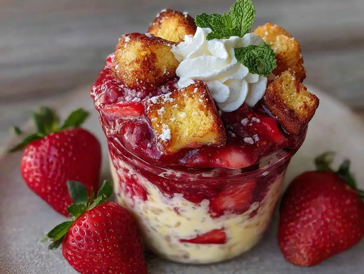 creamy strawberry shortcake overnight oats preparation steps