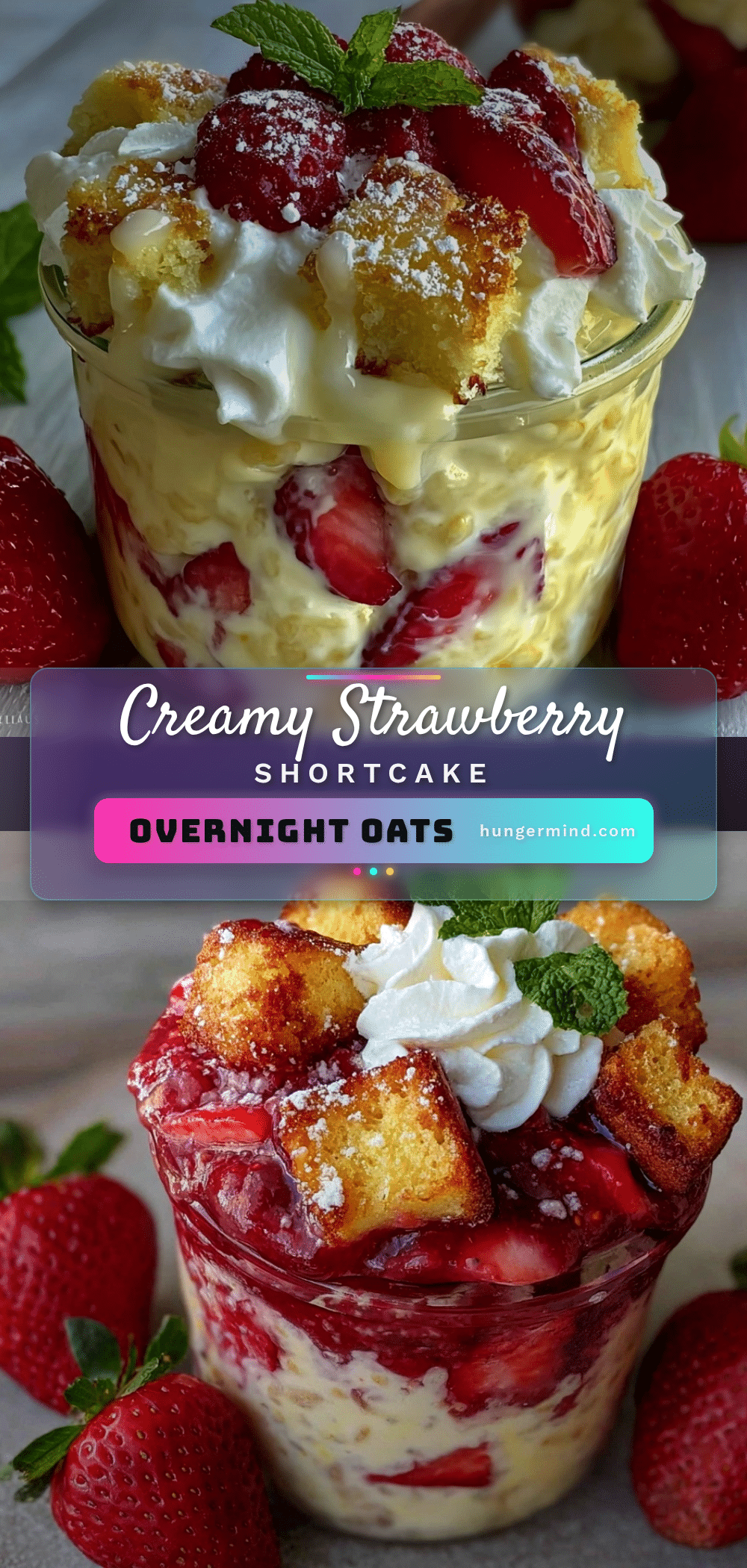 creamy strawberry shortcake overnight oats recipe