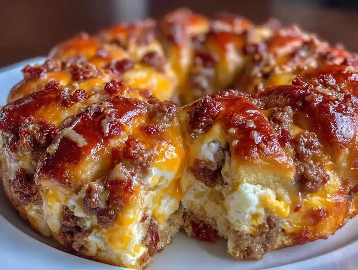 crescent roll breakfast ring preparation steps