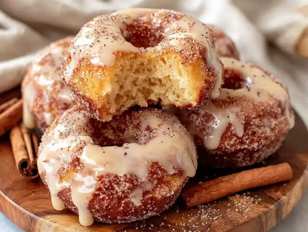crispy baked cinnamon sugar donuts - featured image
