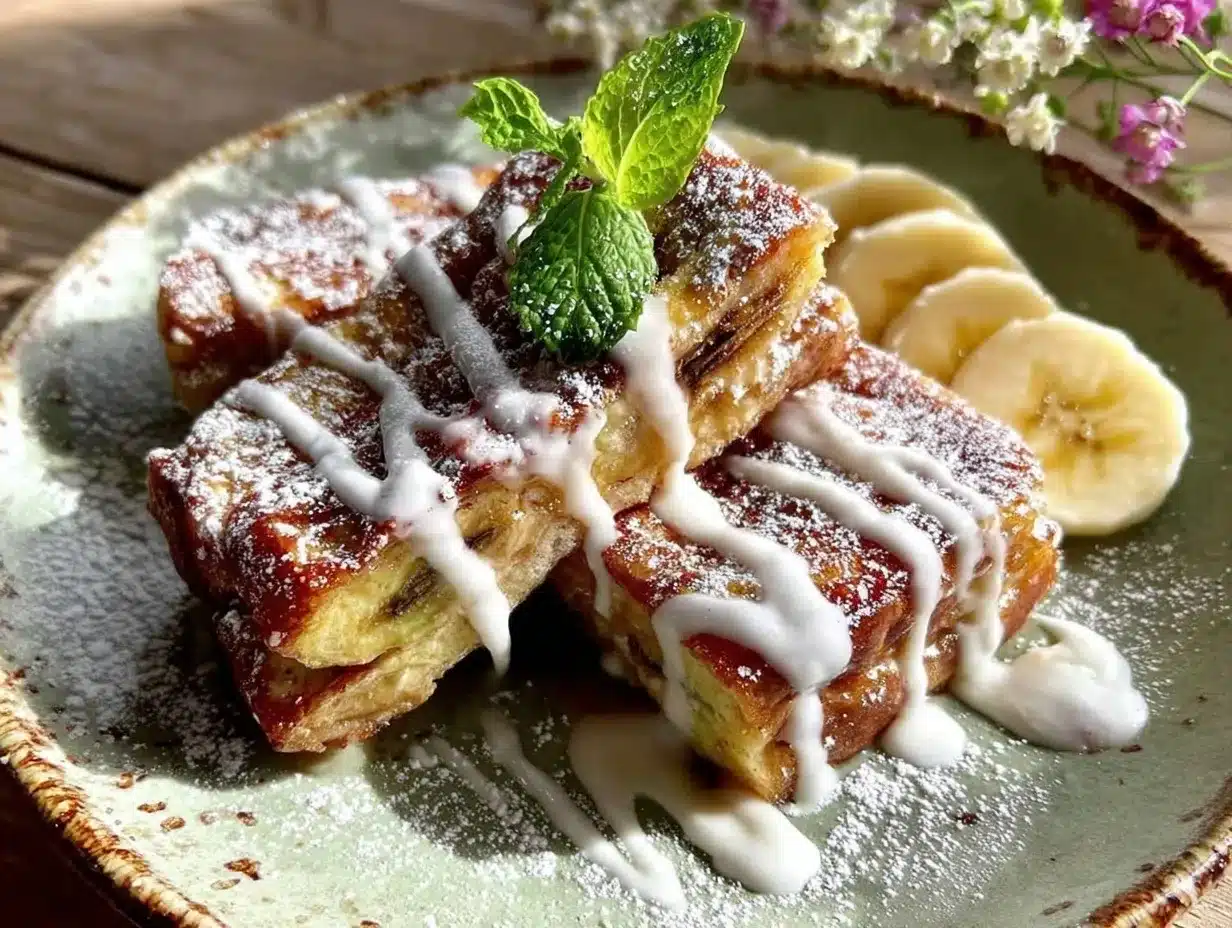 crispy banana bread stuffed french toast rolls preparation steps