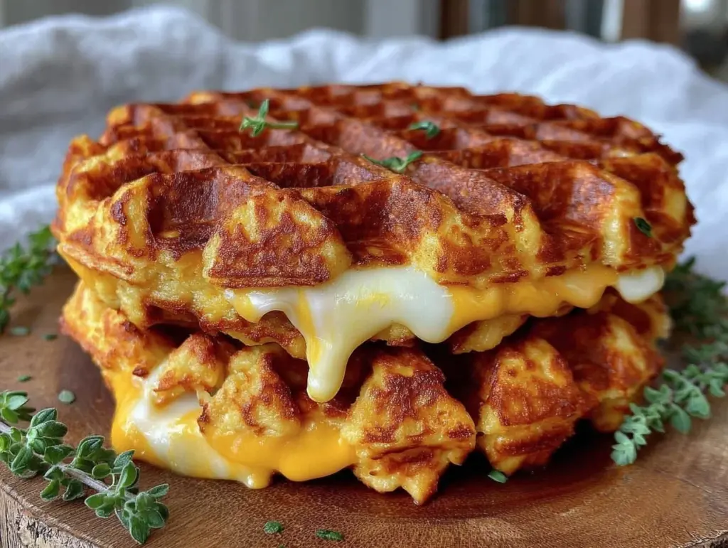 crispy chaffles keto waffle grilled cheese sandwich - featured image