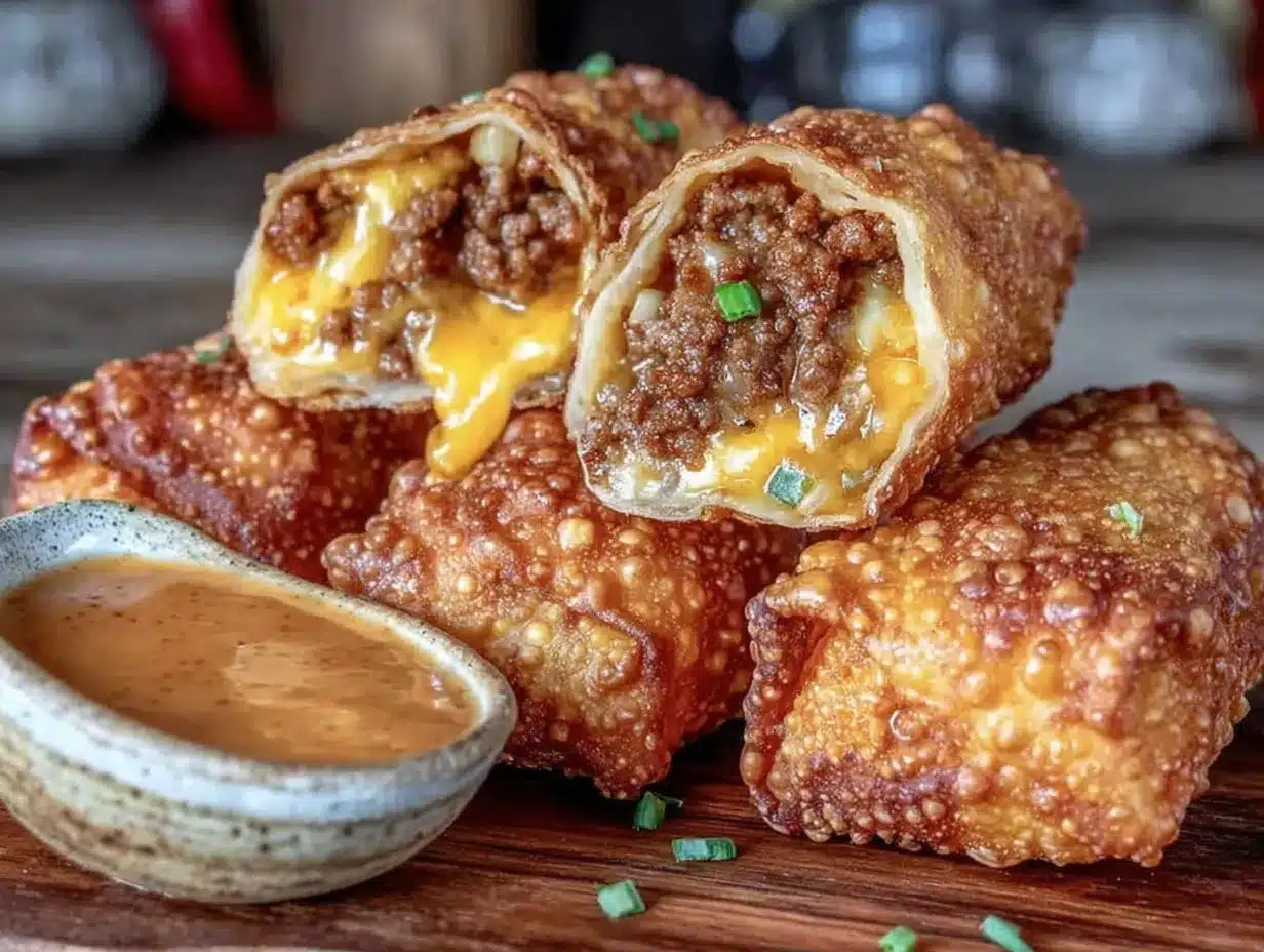 crispy cheeseburger egg rolls preparation steps