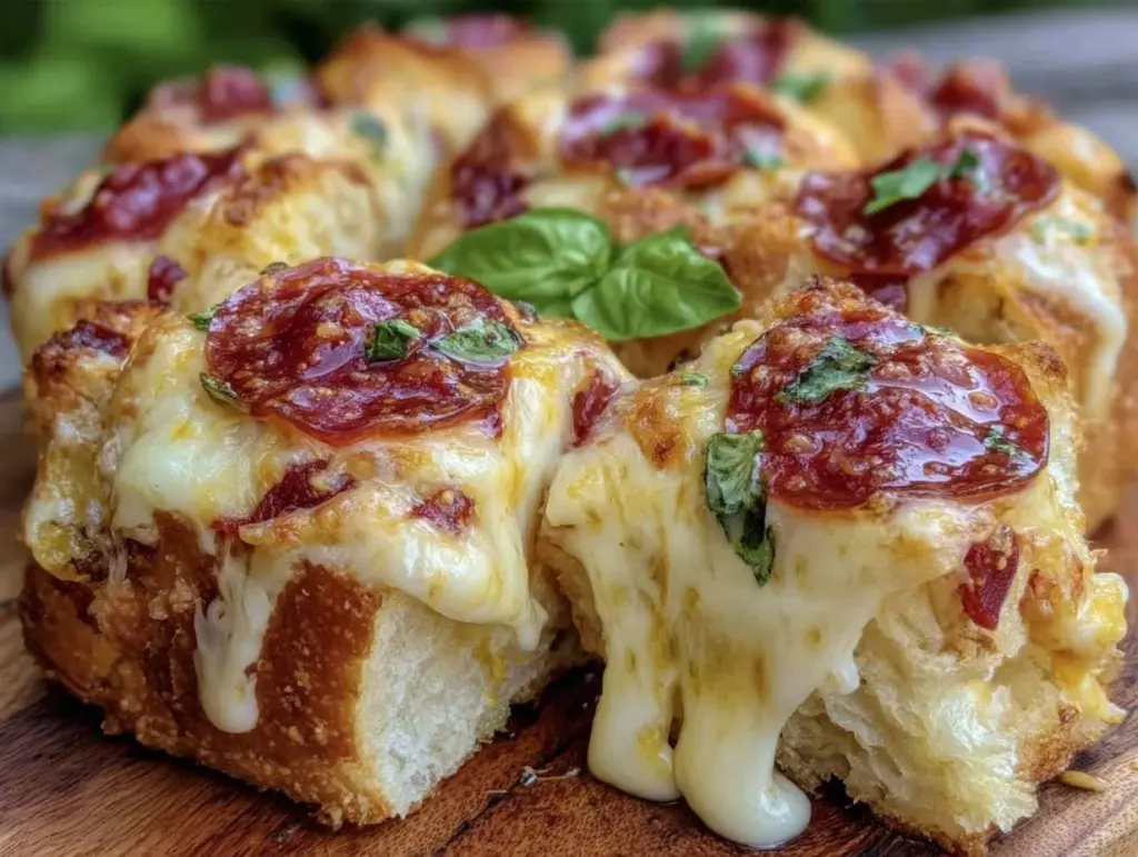 crispy cheesy pepperoni pizza pull-apart bread - featured image