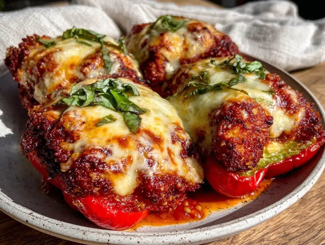 crispy chicken parm stuffed peppers preparation steps